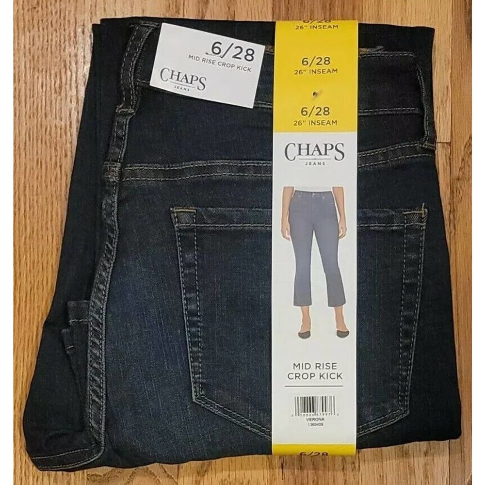 Chaps Women's Mid Rise Crop Kick Jeans Verona Blue Size 6